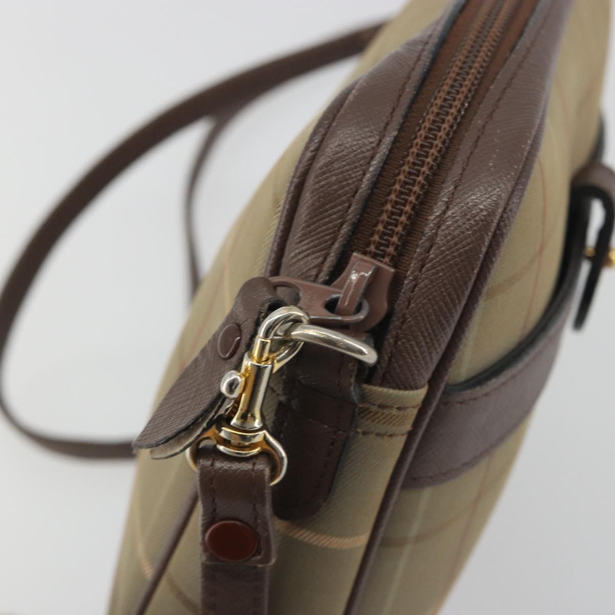 Burberrys Nova Check Shoulder Bag Canvas Beige Gold Tone Auth BA14774