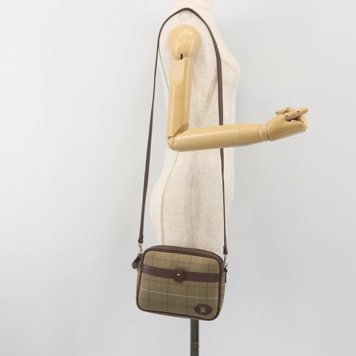 Burberrys Nova Check Shoulder Bag Canvas Beige Gold Tone Auth BA14774