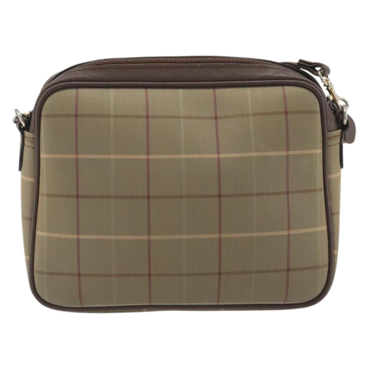 Burberrys Nova Check Shoulder Bag Canvas Beige Gold Tone Auth BA14774