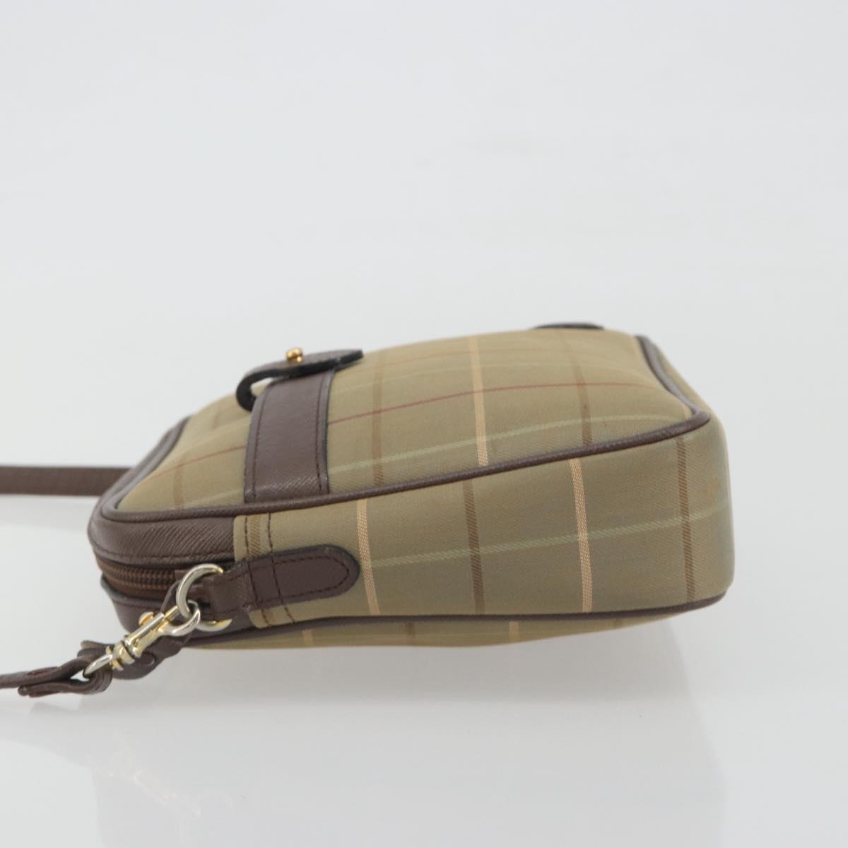 Burberrys Nova Check Shoulder Bag Canvas Beige Gold Tone Auth BA14774
