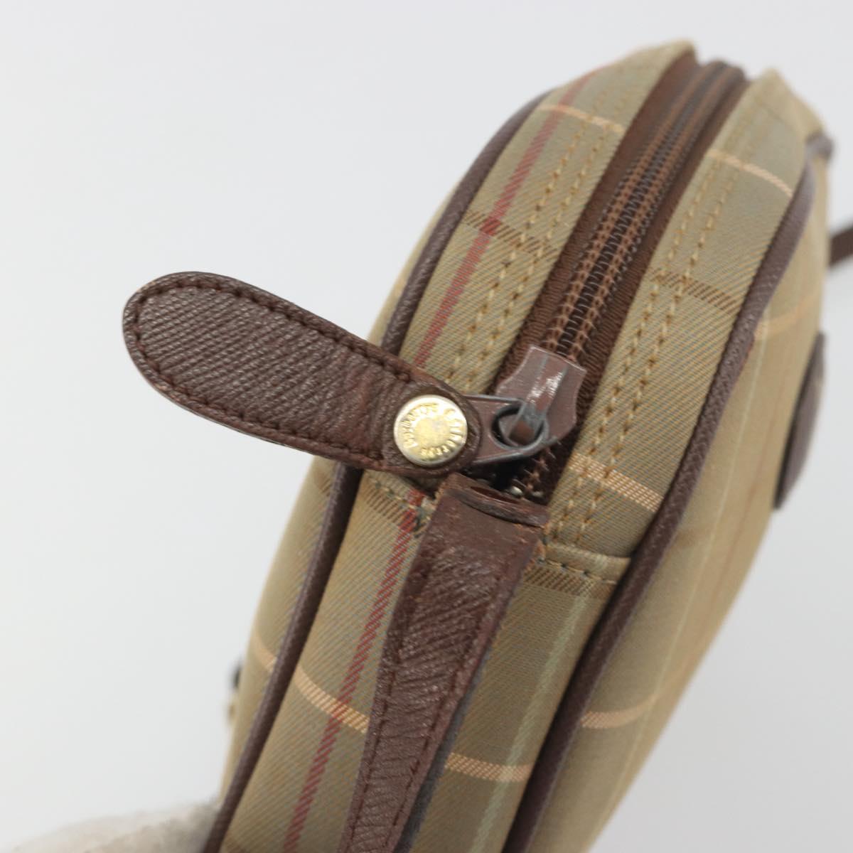 Burberrys Nova Check Shoulder Bag Canvas Beige Gold Tone Auth BA14775