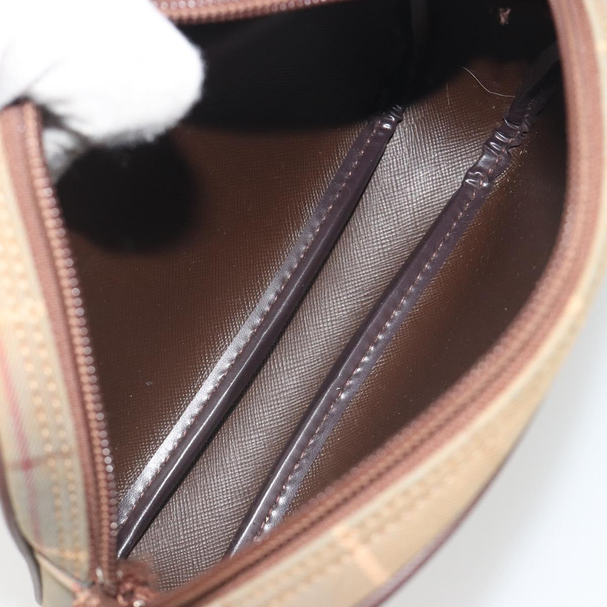 Burberrys Nova Check Shoulder Bag Canvas Beige Gold Tone Auth BA14775