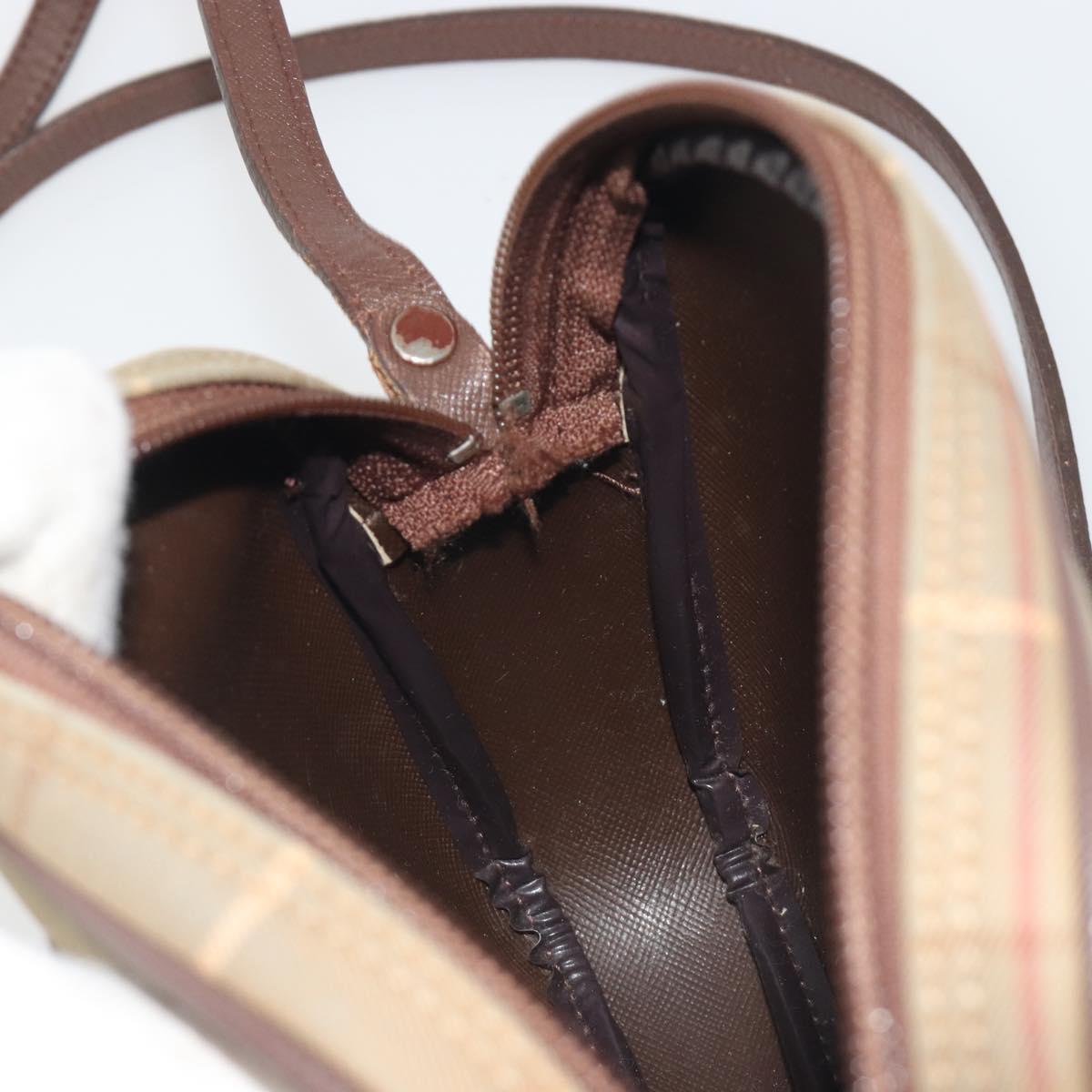 Burberrys Nova Check Shoulder Bag Canvas Beige Gold Tone Auth BA14775