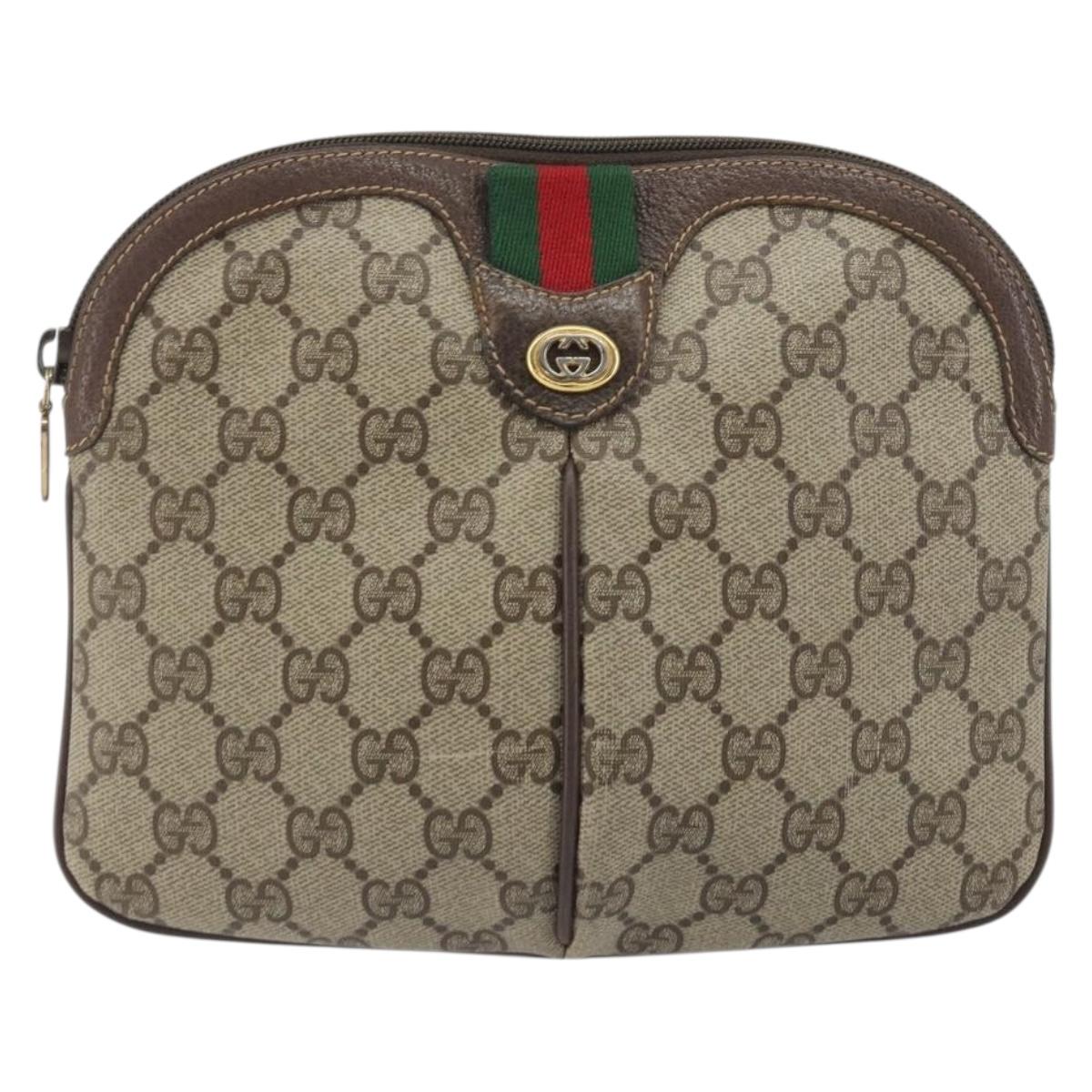 GUCCI GG Supreme Web Sherry Line Shoulder Bag PVC Beige 904 02 047 Auth BA14776
