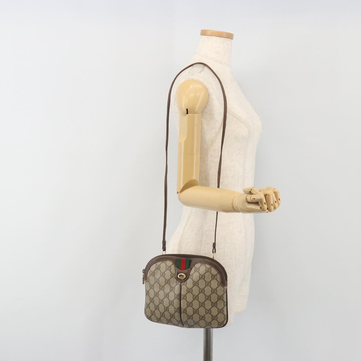 GUCCI GG Supreme Web Sherry Line Shoulder Bag PVC Beige 904 02 047 Auth BA14776