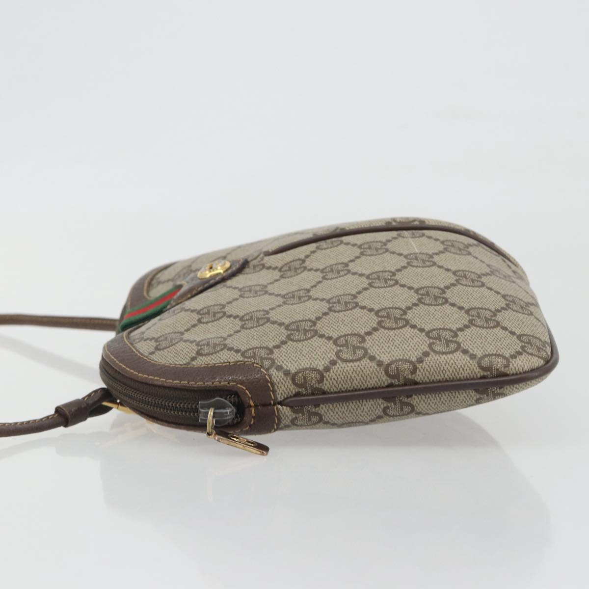 GUCCI GG Supreme Web Sherry Line Shoulder Bag PVC Beige 904 02 047 Auth BA14776
