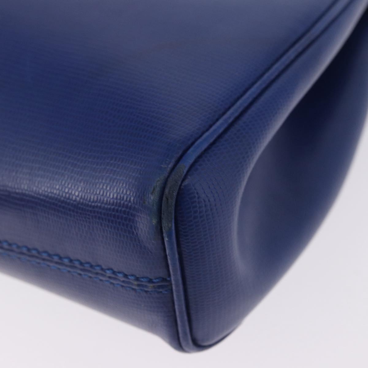 CELINE Circle Shoulder Bag Leather Blue Gold Tone Auth BA14777
