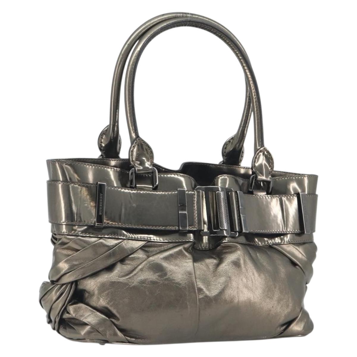 BURBERRY Hand Bag Leather Gold Auth BA14780