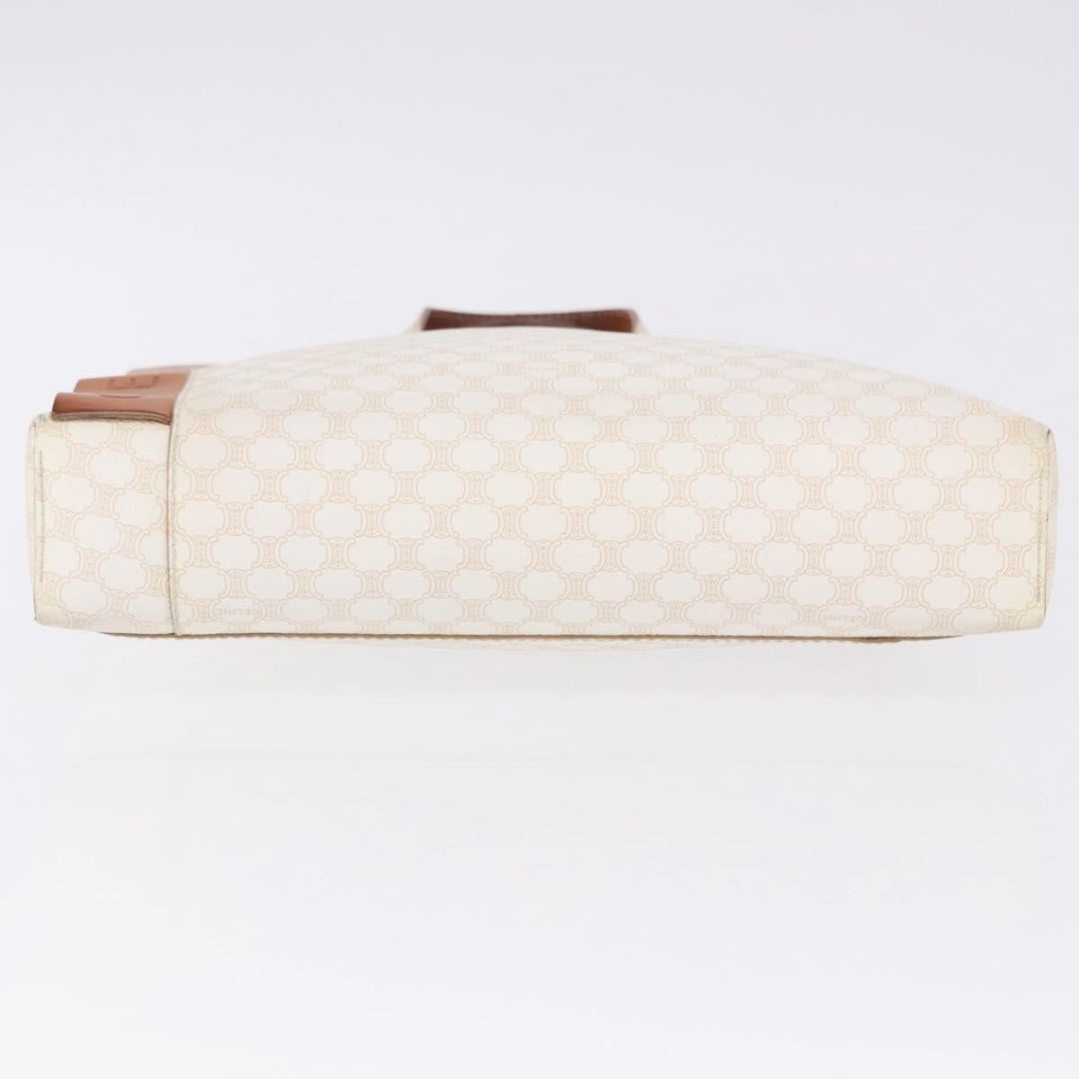CELINE Macadam Hand Bag PVC Leather White Auth BA14782
