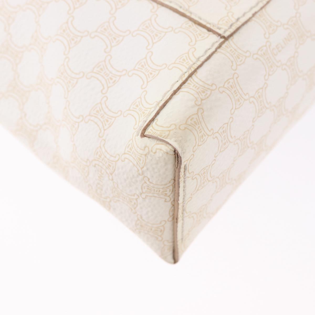 CELINE Macadam Hand Bag PVC Leather White Auth BA14782