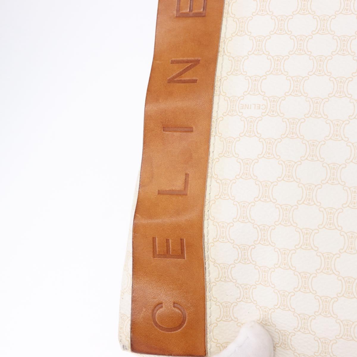 CELINE Macadam Hand Bag PVC Leather White Auth BA14782