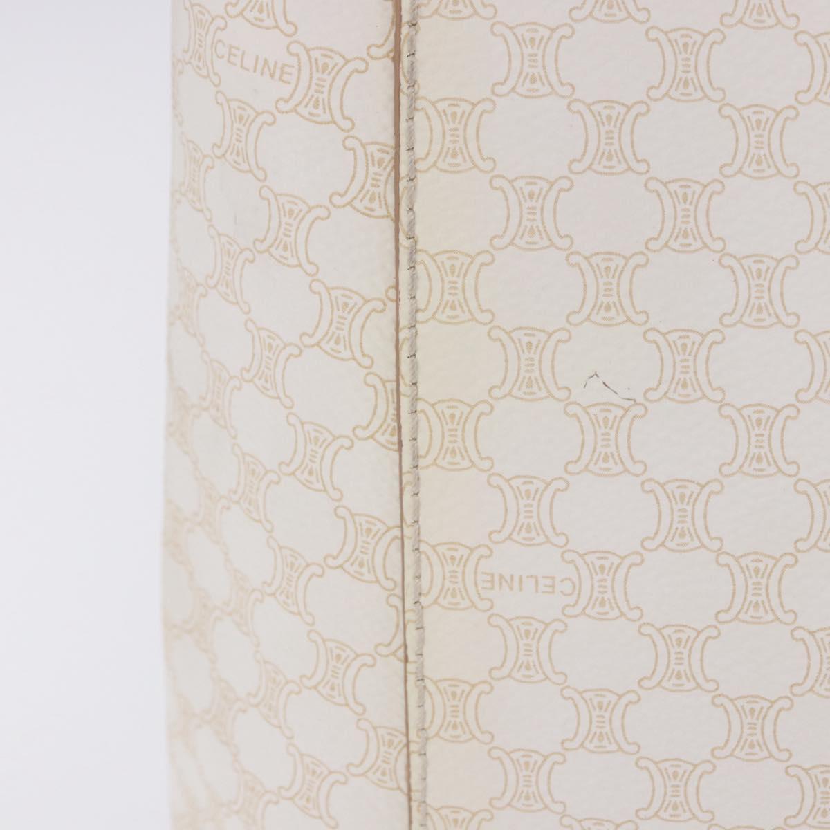 CELINE Macadam Hand Bag PVC Leather White Auth BA14782