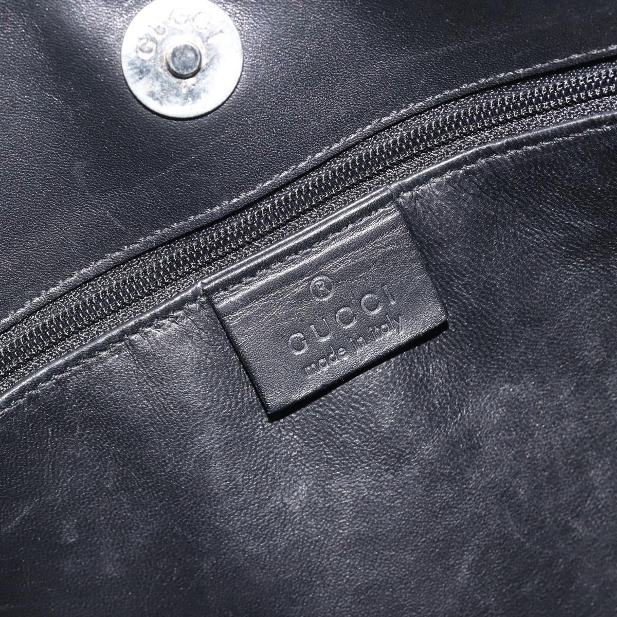 GUCCI Shoulder Bag Leather Black Silver 001 3167 Auth BA14783A