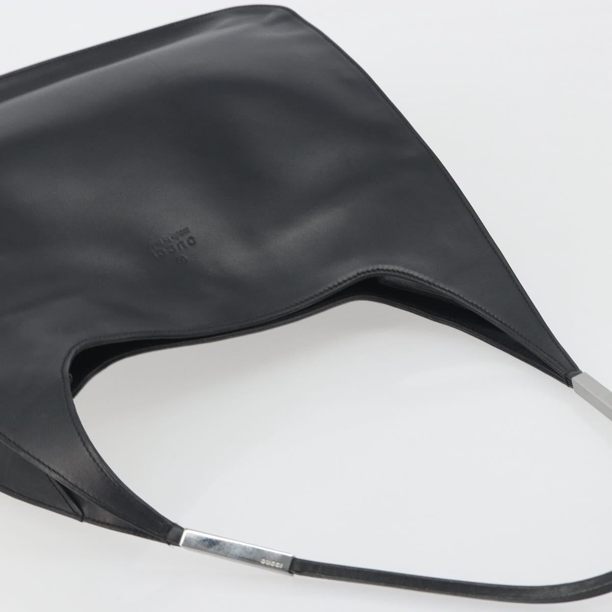 GUCCI Shoulder Bag Leather Black Silver 001 3167 Auth BA14783A