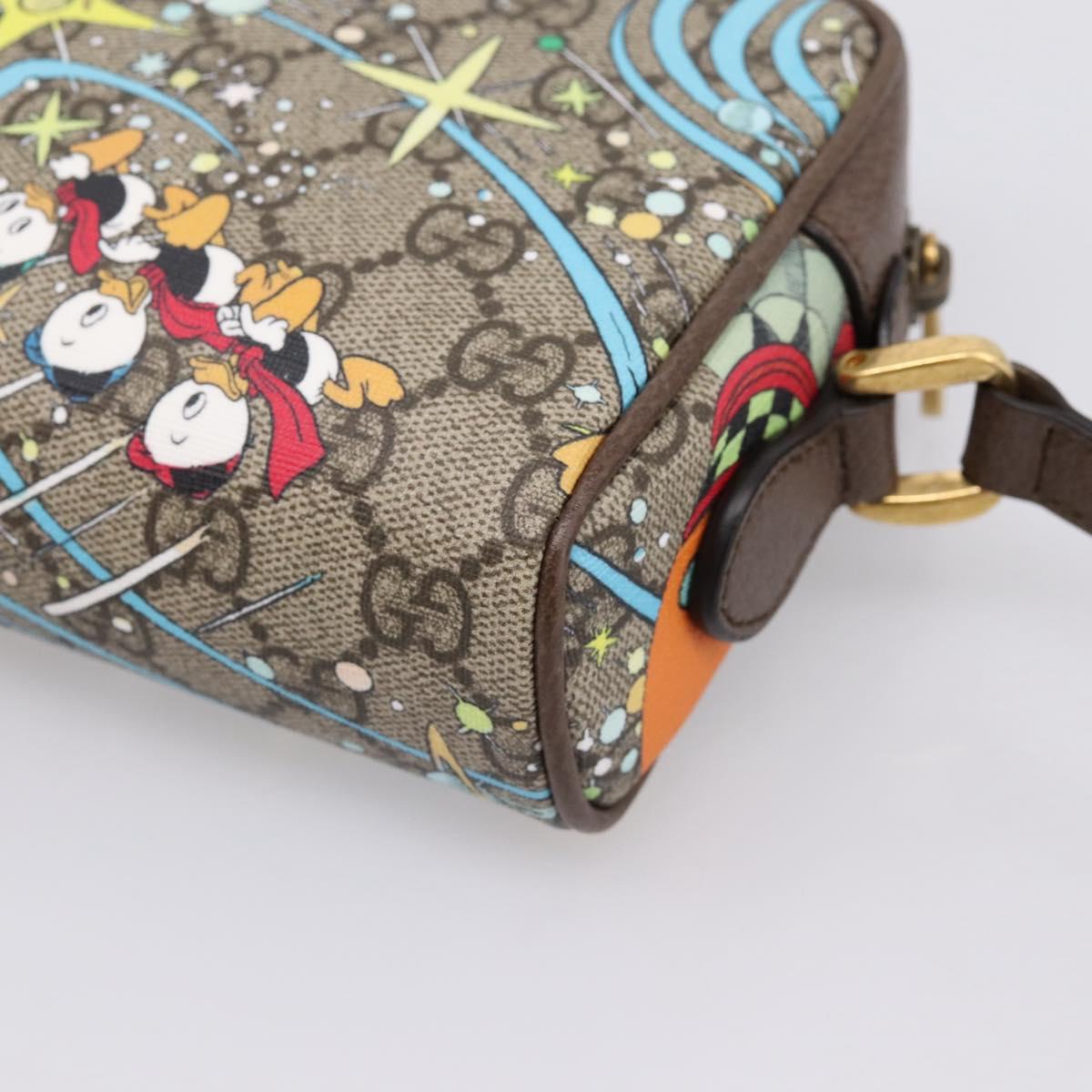GUCCI GG Supreme Disney Donald Shoulder Bag PVC Beige 648124 Auth BA14784SAM