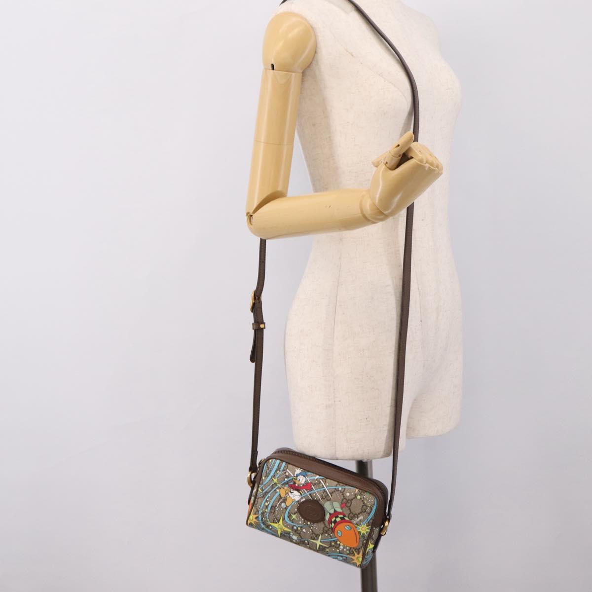 GUCCI GG Supreme Disney Donald Shoulder Bag PVC Beige 648124 Auth BA14784SAM