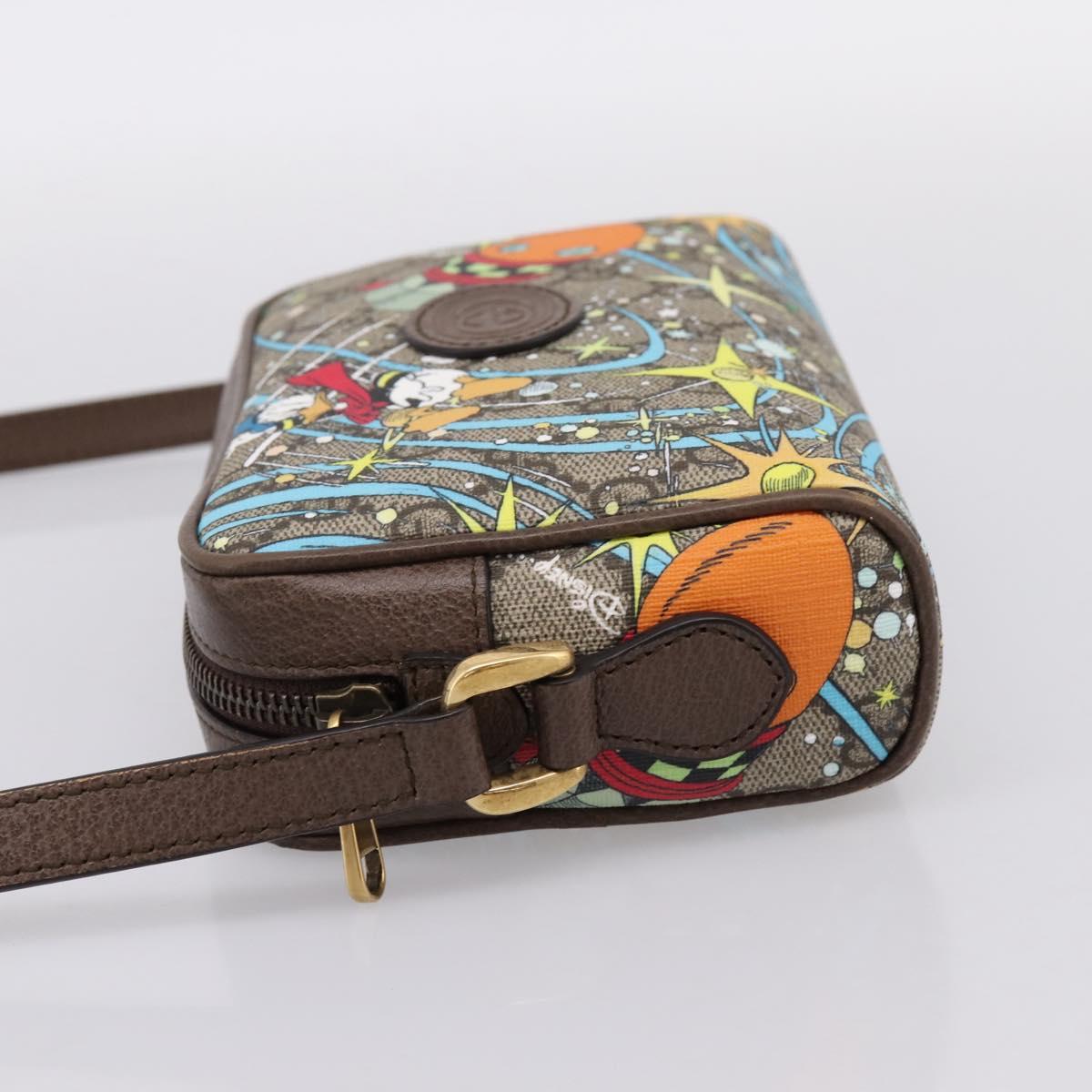 GUCCI GG Supreme Disney Donald Shoulder Bag PVC Beige 648124 Auth BA14784SAM