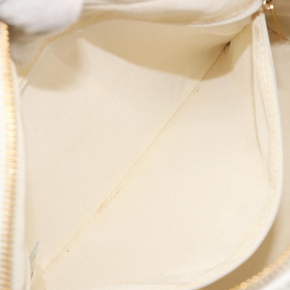 CHANEL Wild stitch Hand Bag Leather White Gold Tone CC Auth BA14785A