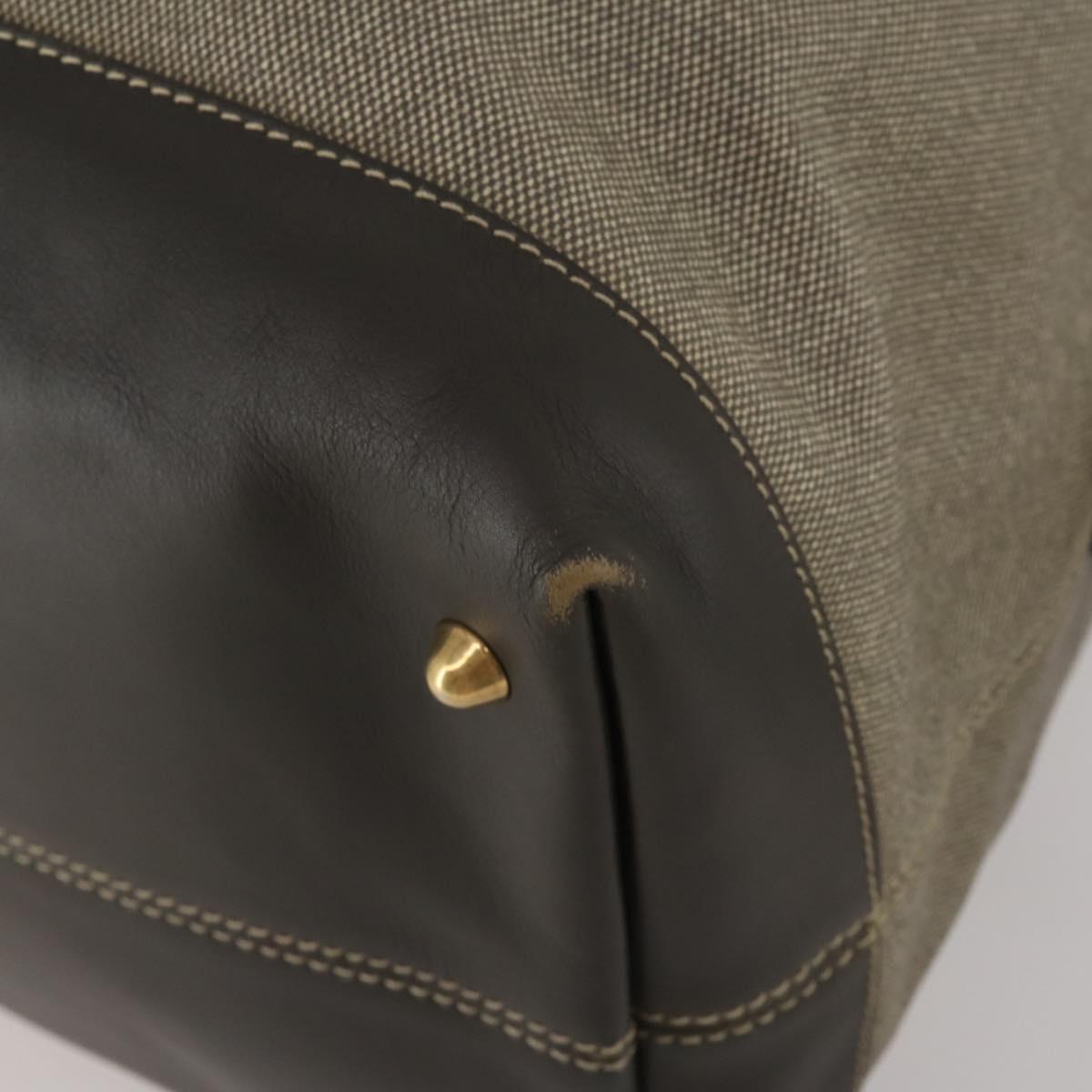 Salvatore Ferragamo Boston Bag Canvas 2way Khaki Gold Tone Auth BA14791