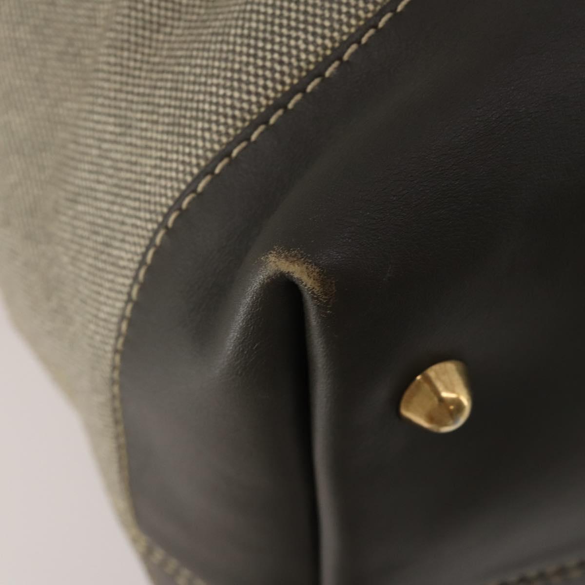 Salvatore Ferragamo Boston Bag Canvas 2way Khaki Gold Tone Auth BA14791