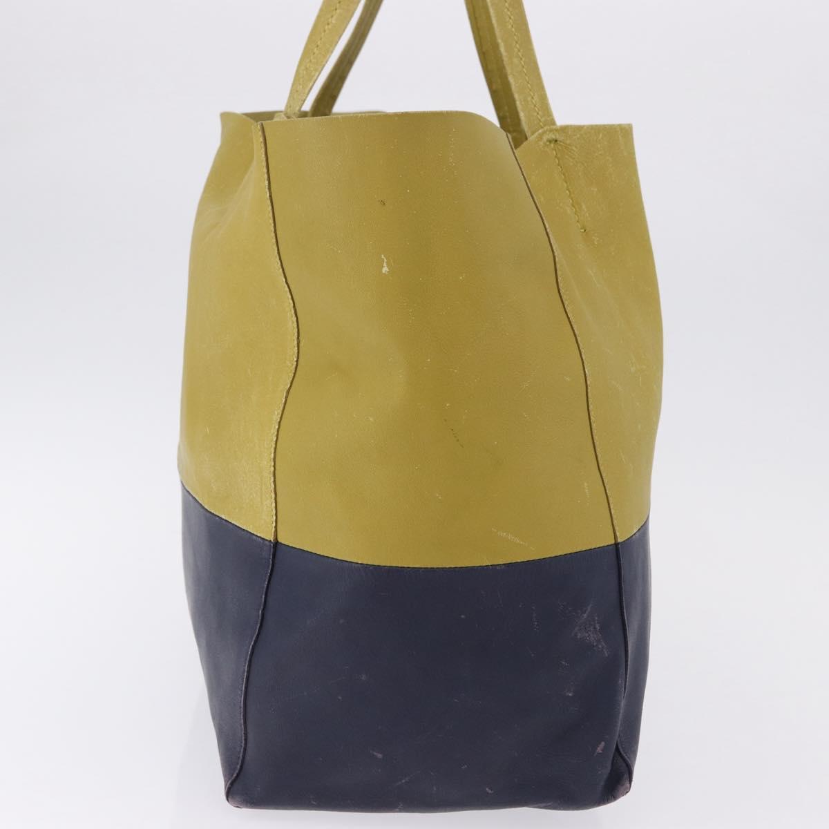 CELINE Horizontal Cabas Tote Bag Leather Khaki Navy Auth BA14793