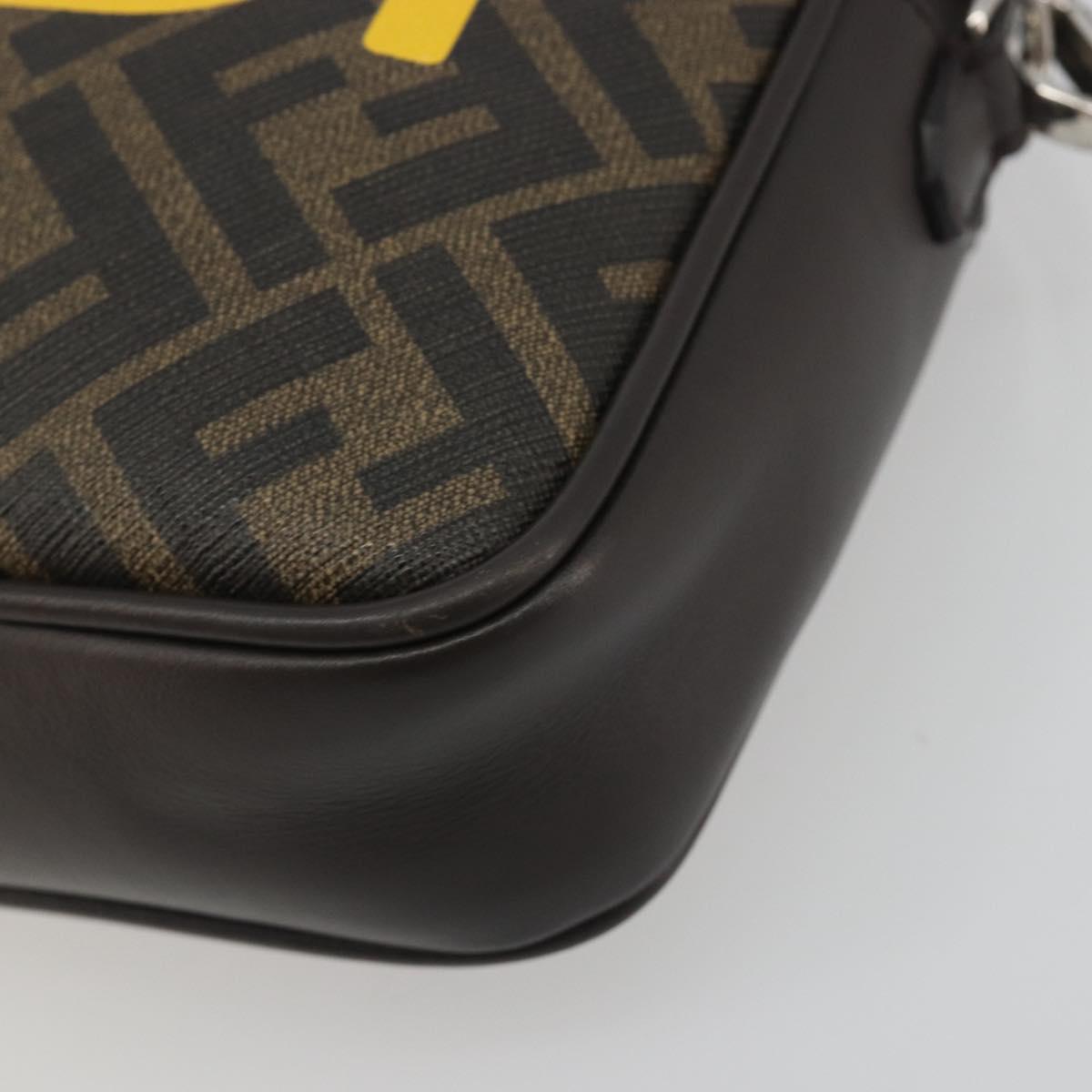 FENDI Zucca Shoulder Bag PVC Leather Brown Silver 7M0286 Auth BA14794V