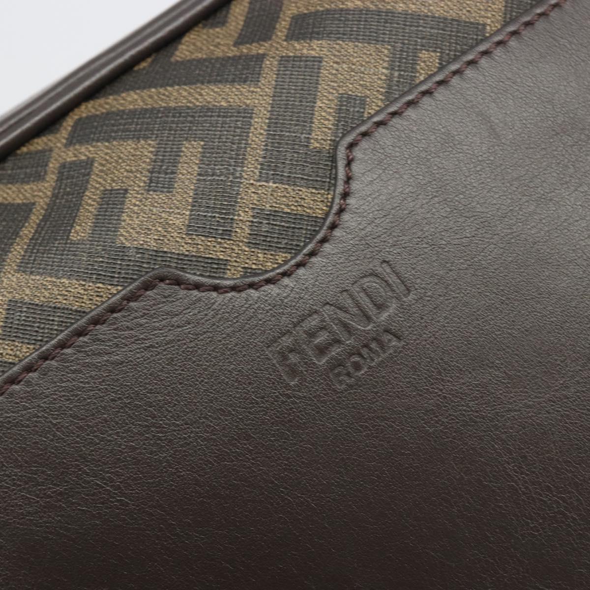 FENDI Zucca Shoulder Bag PVC Leather Brown Silver 7M0286 Auth BA14794V