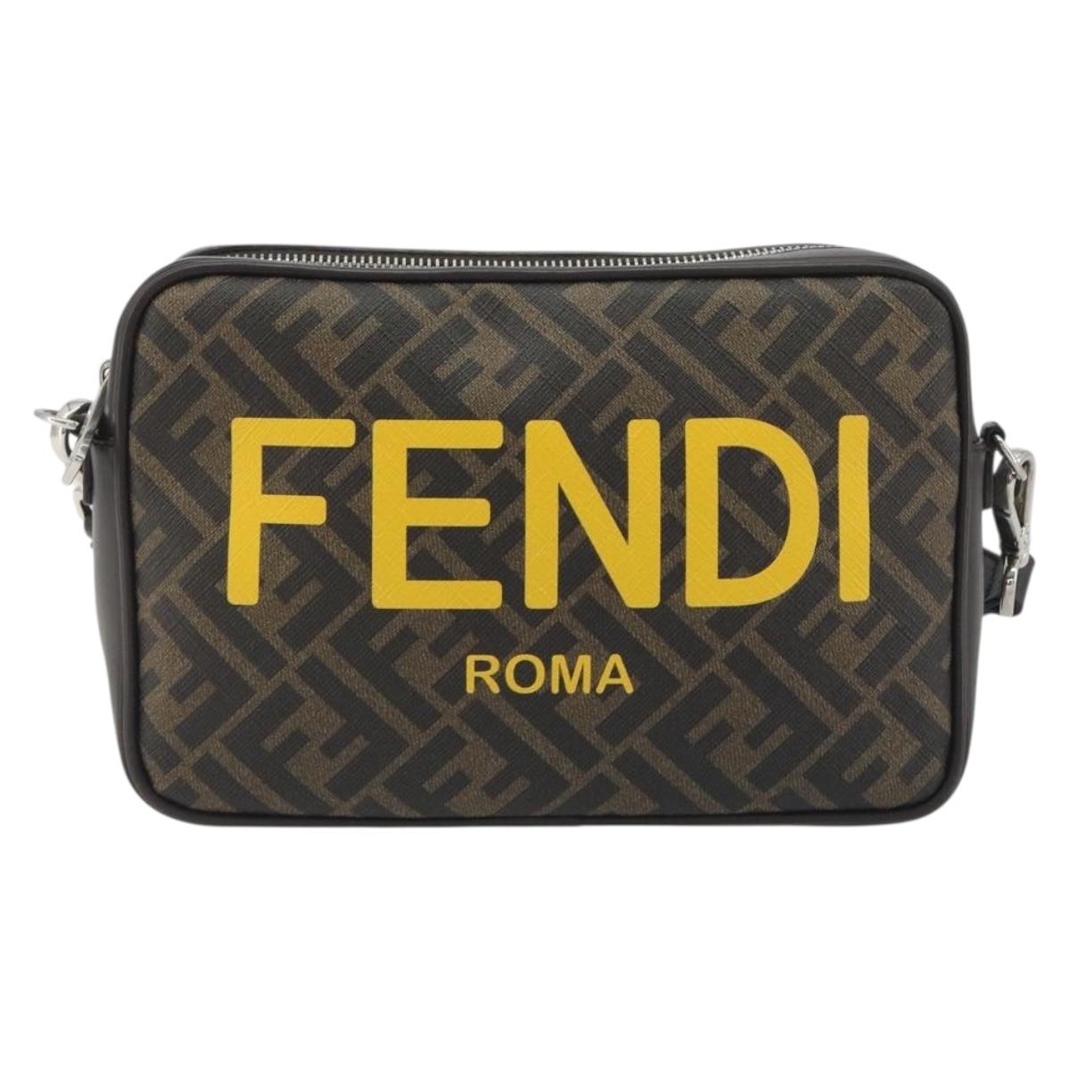 FENDI Zucca Shoulder Bag PVC Leather Brown Silver 7M0286 Auth BA14794V