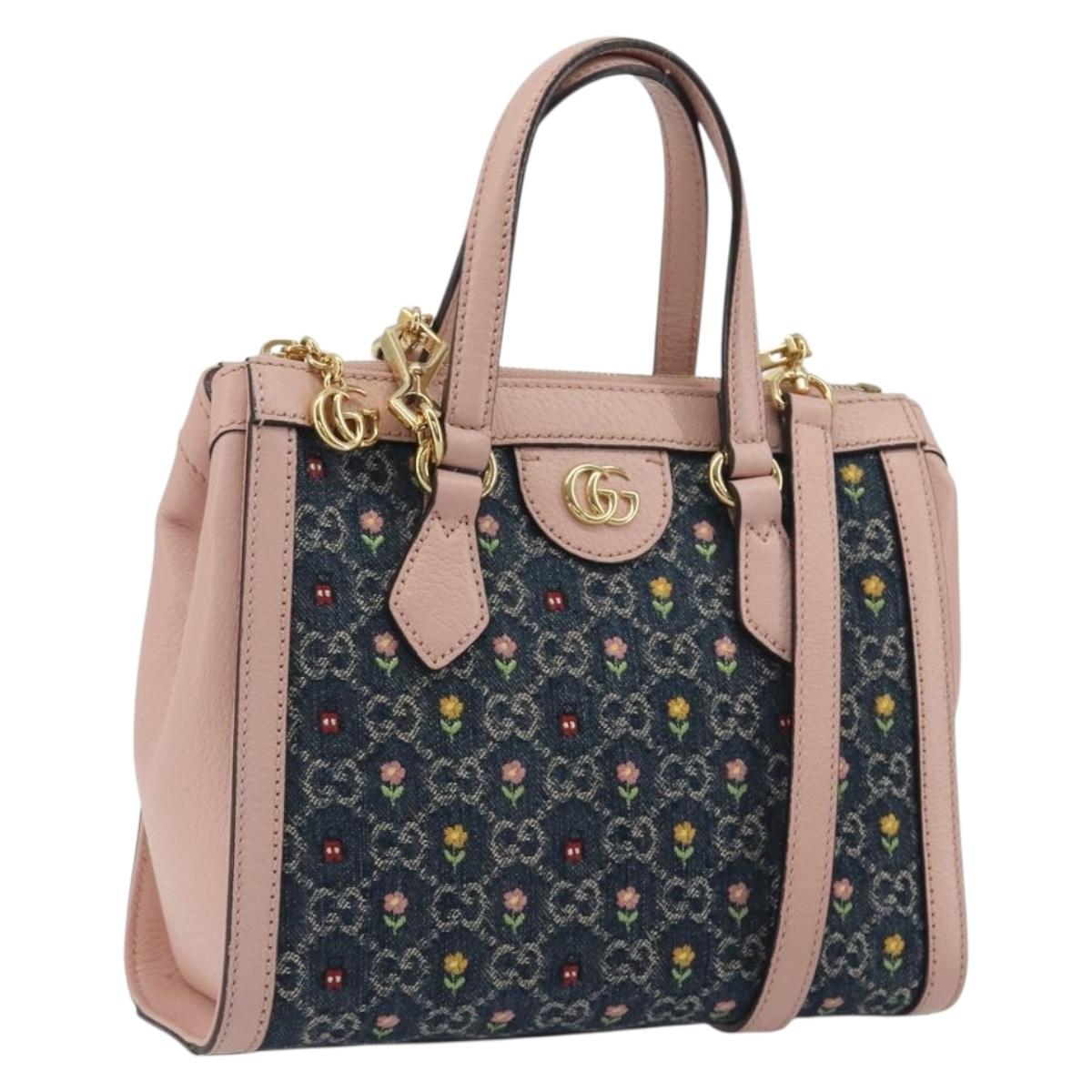 GUCCI GG Marmont Ofidia Hand Bag Denim 2way Blue 547551 Auth BA14795M