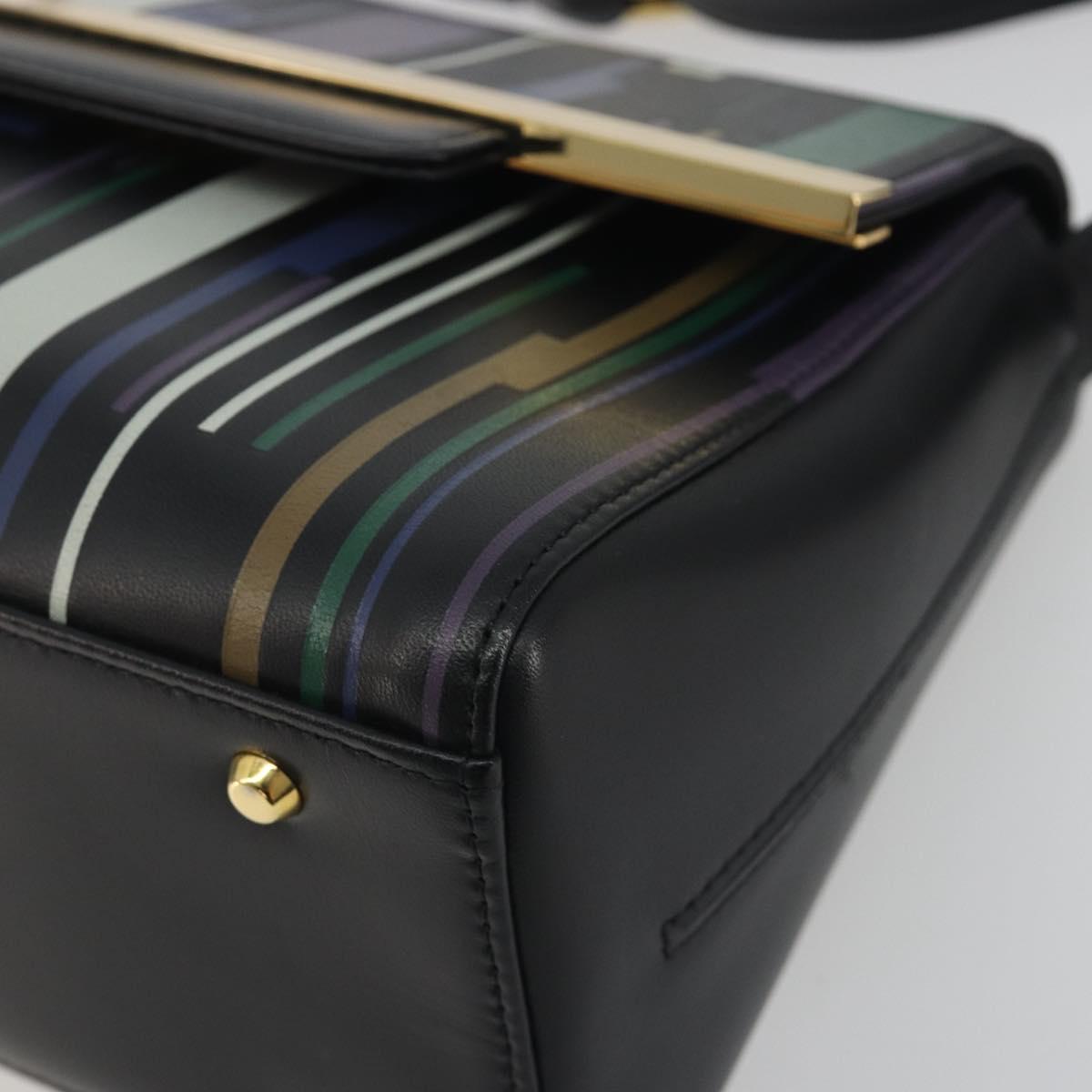 GIVENCHY Shoulder Bag Leather Black Gold Tone Auth BA14796A