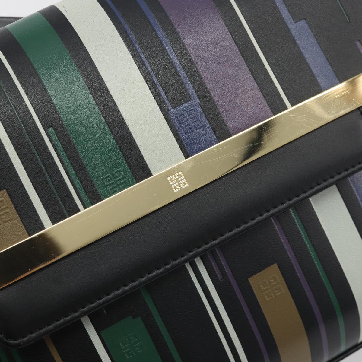 GIVENCHY Shoulder Bag Leather Black Gold Tone Auth BA14796A
