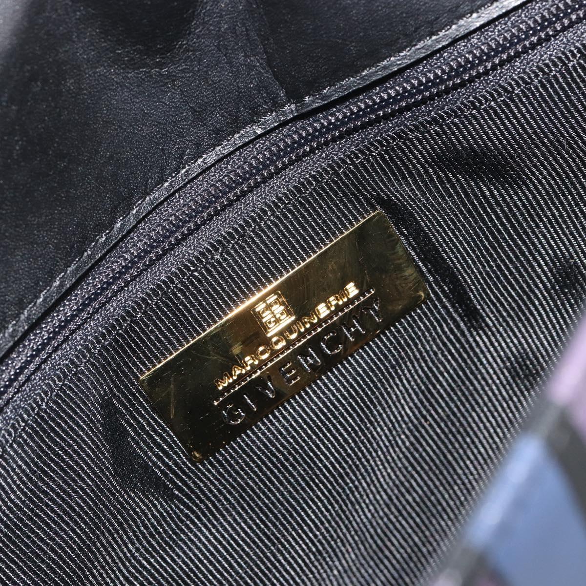 GIVENCHY Shoulder Bag Leather Black Gold Tone Auth BA14796A