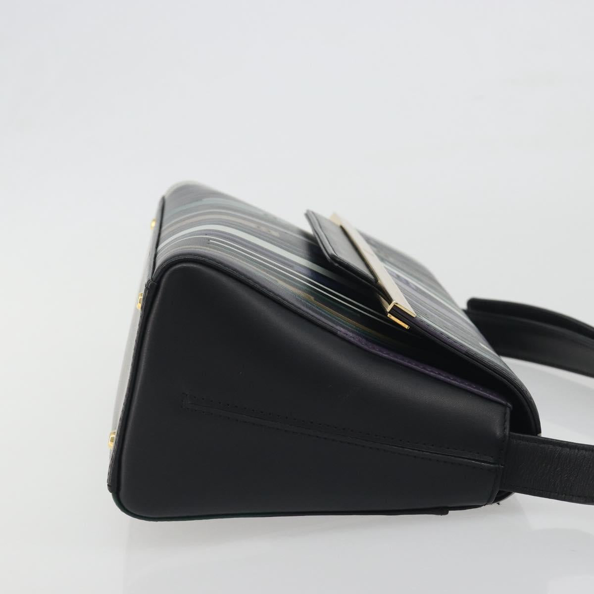 GIVENCHY Shoulder Bag Leather Black Gold Tone Auth BA14796A