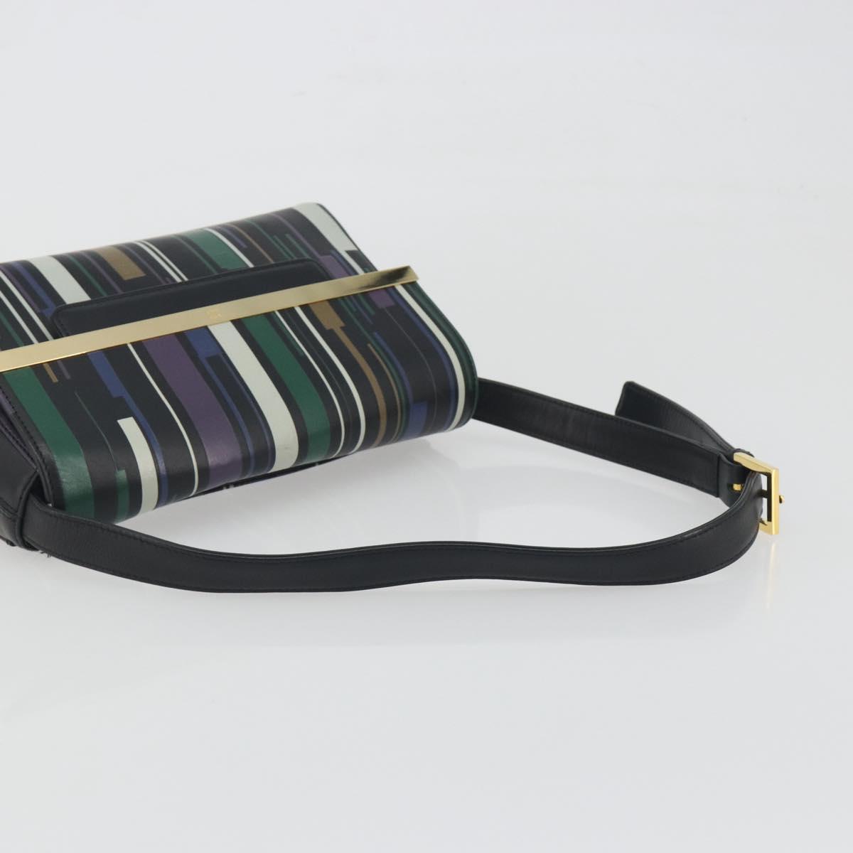 GIVENCHY Shoulder Bag Leather Black Gold Tone Auth BA14796A