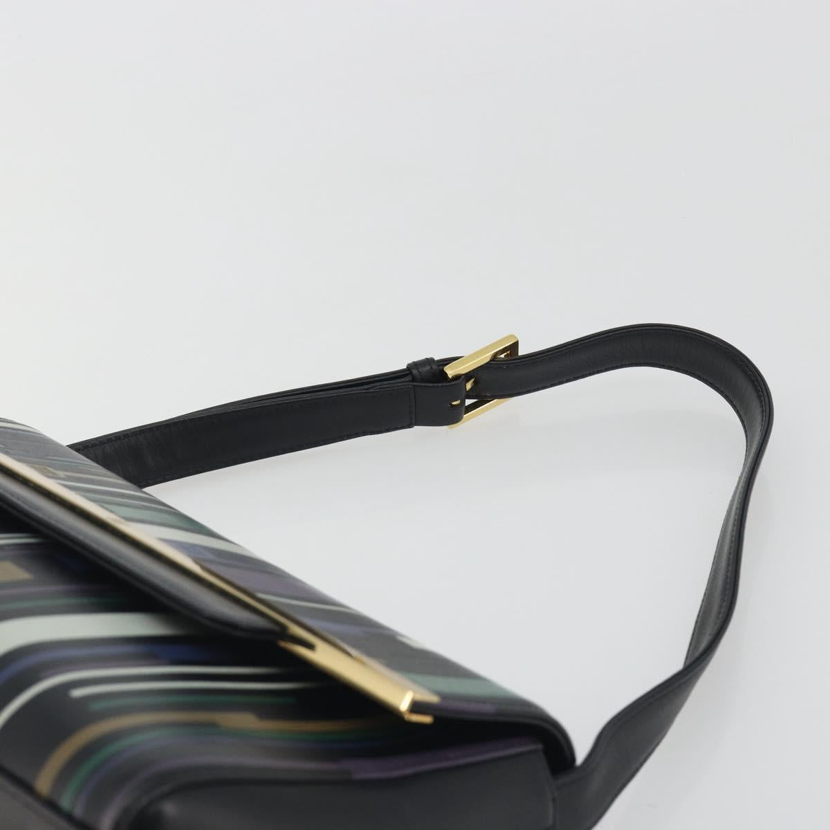 GIVENCHY Shoulder Bag Leather Black Gold Tone Auth BA14796A
