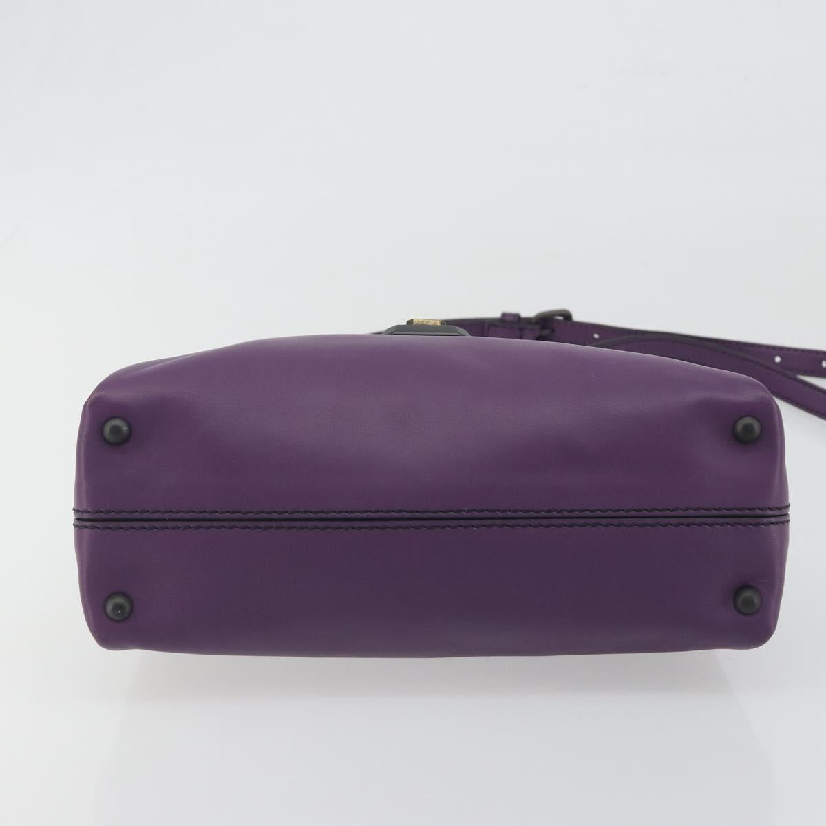 BOTTEGA VENETA INTRECCIATO Hand Bag Leather 2way Purple Gold Tone Auth BA14797V