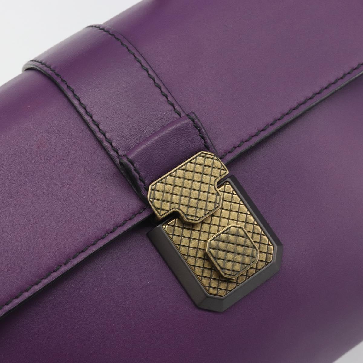 BOTTEGA VENETA INTRECCIATO Hand Bag Leather 2way Purple Gold Tone Auth BA14797V