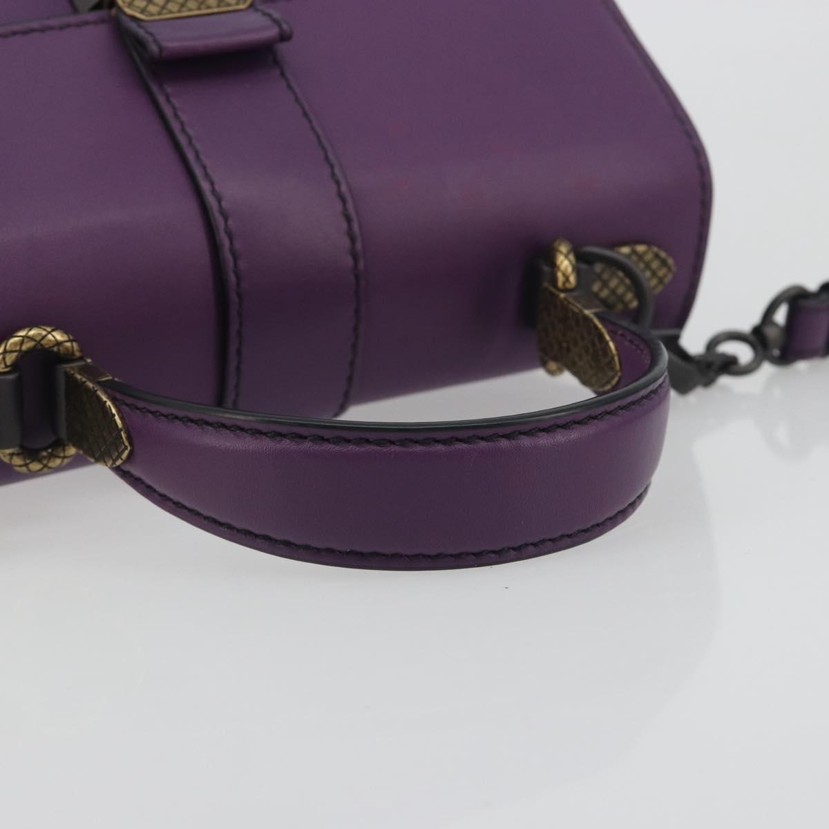 BOTTEGA VENETA INTRECCIATO Hand Bag Leather 2way Purple Gold Tone Auth BA14797V