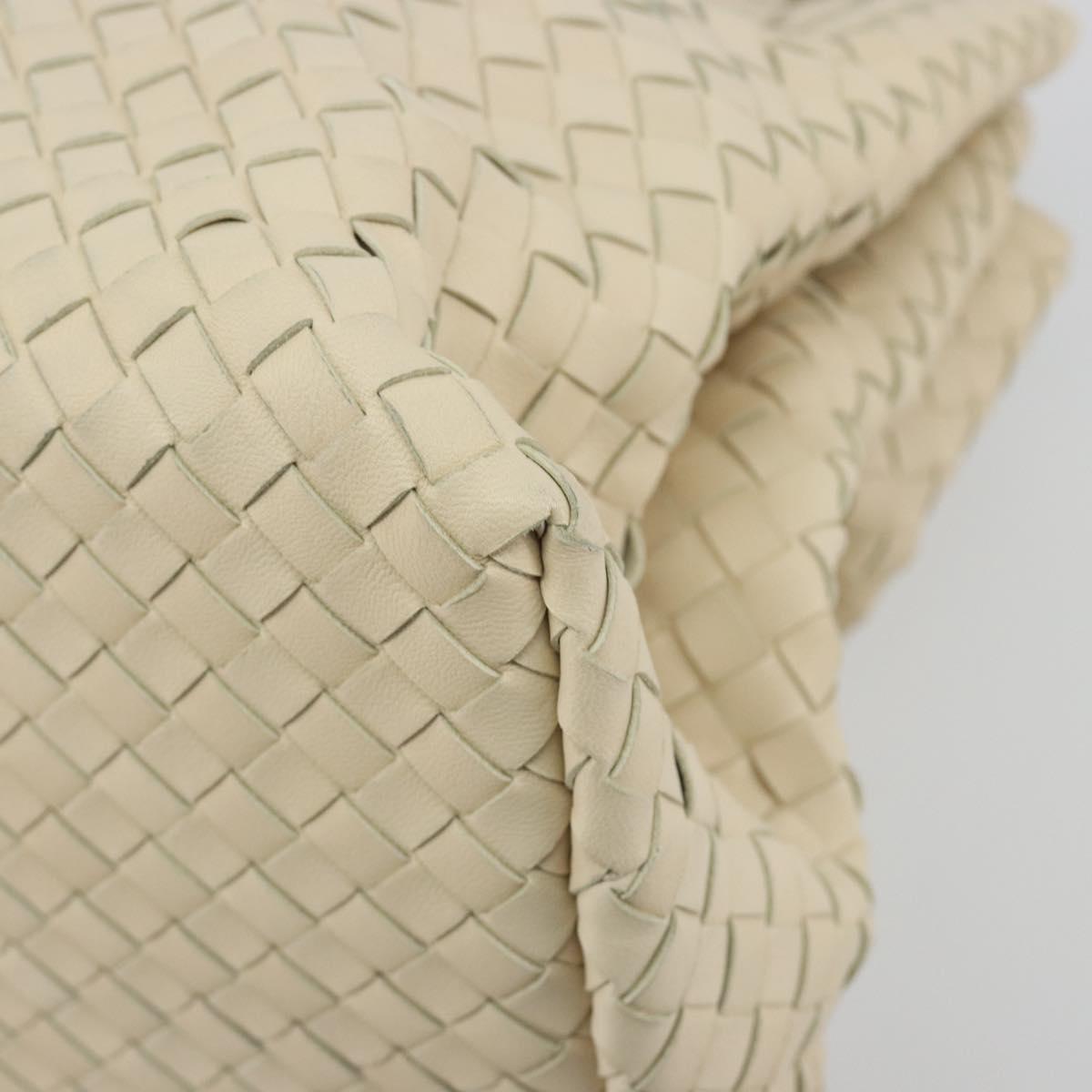 BOTTEGA VENETA INTRECCIATO Tote Bag Leather Ivory Gold Tone 171265 Auth BA14798V