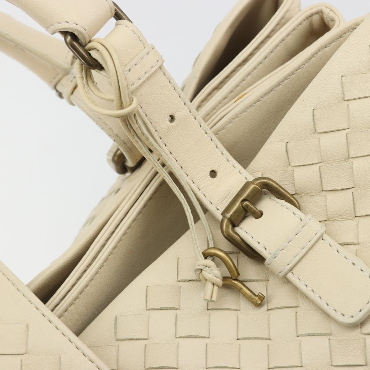 BOTTEGA VENETA INTRECCIATO Tote Bag Leather Ivory Gold Tone 171265 Auth BA14798V
