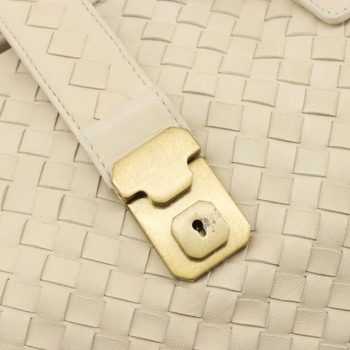BOTTEGA VENETA INTRECCIATO Tote Bag Leather Ivory Gold Tone 171265 Auth BA14798V