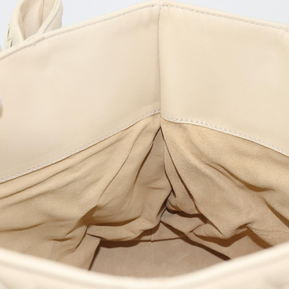 BOTTEGA VENETA INTRECCIATO Tote Bag Leather Ivory Gold Tone 171265 Auth BA14798V