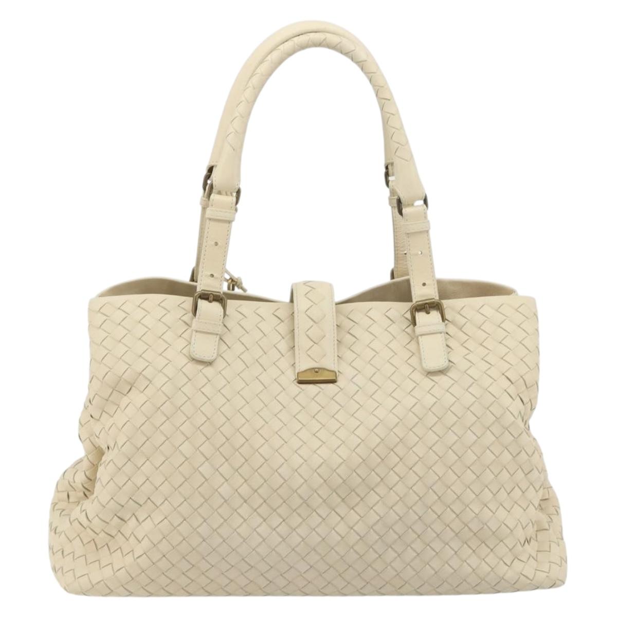 BOTTEGA VENETA INTRECCIATO Tote Bag Leather Ivory Gold Tone 171265 Auth BA14798V