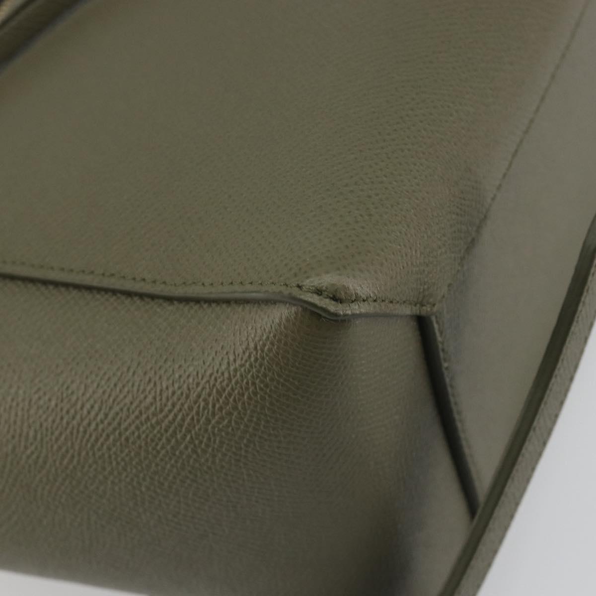 CELINE Belt Bag Leather Khaki Gold Tone Auth BA14799M