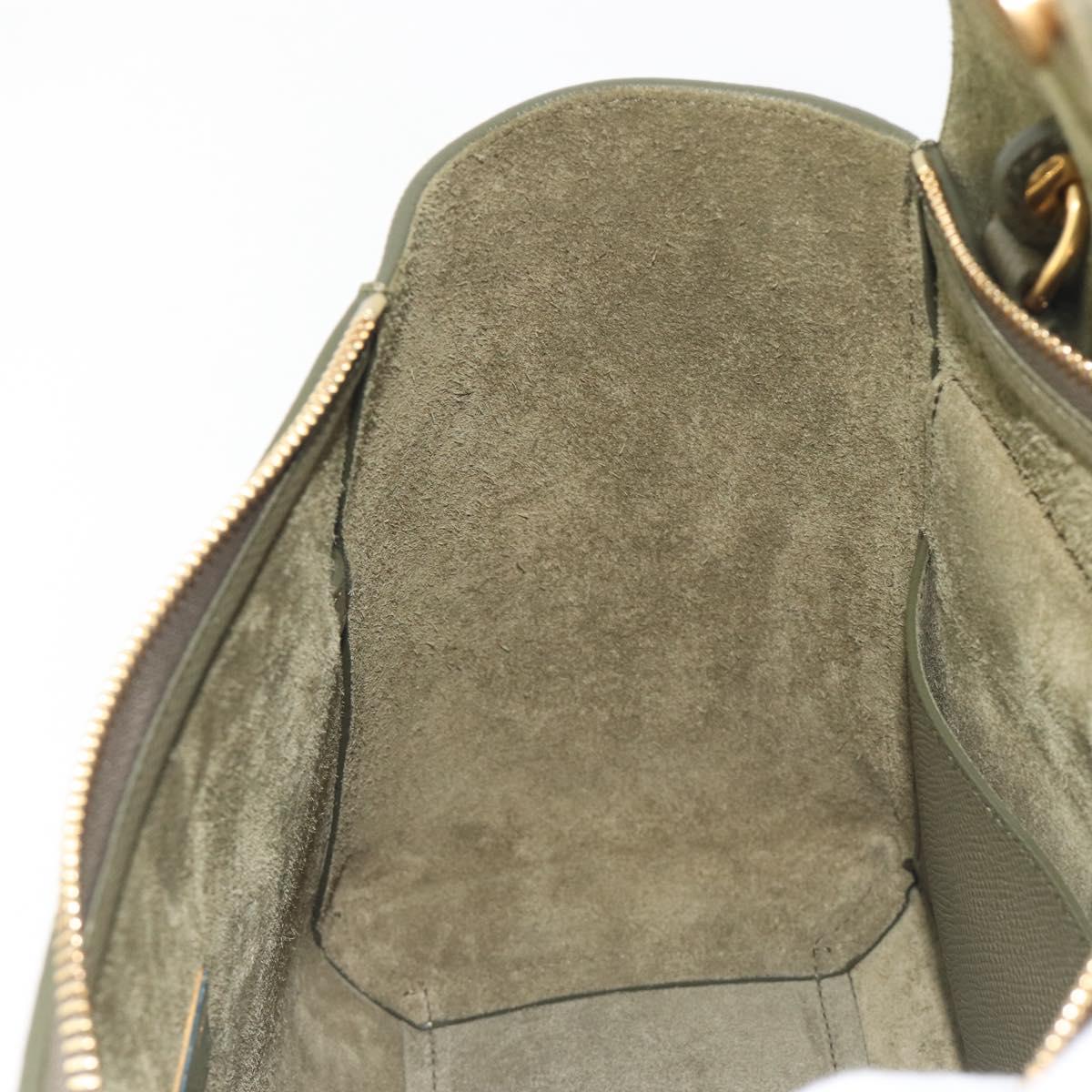 CELINE Belt Bag Leather Khaki Gold Tone Auth BA14799M