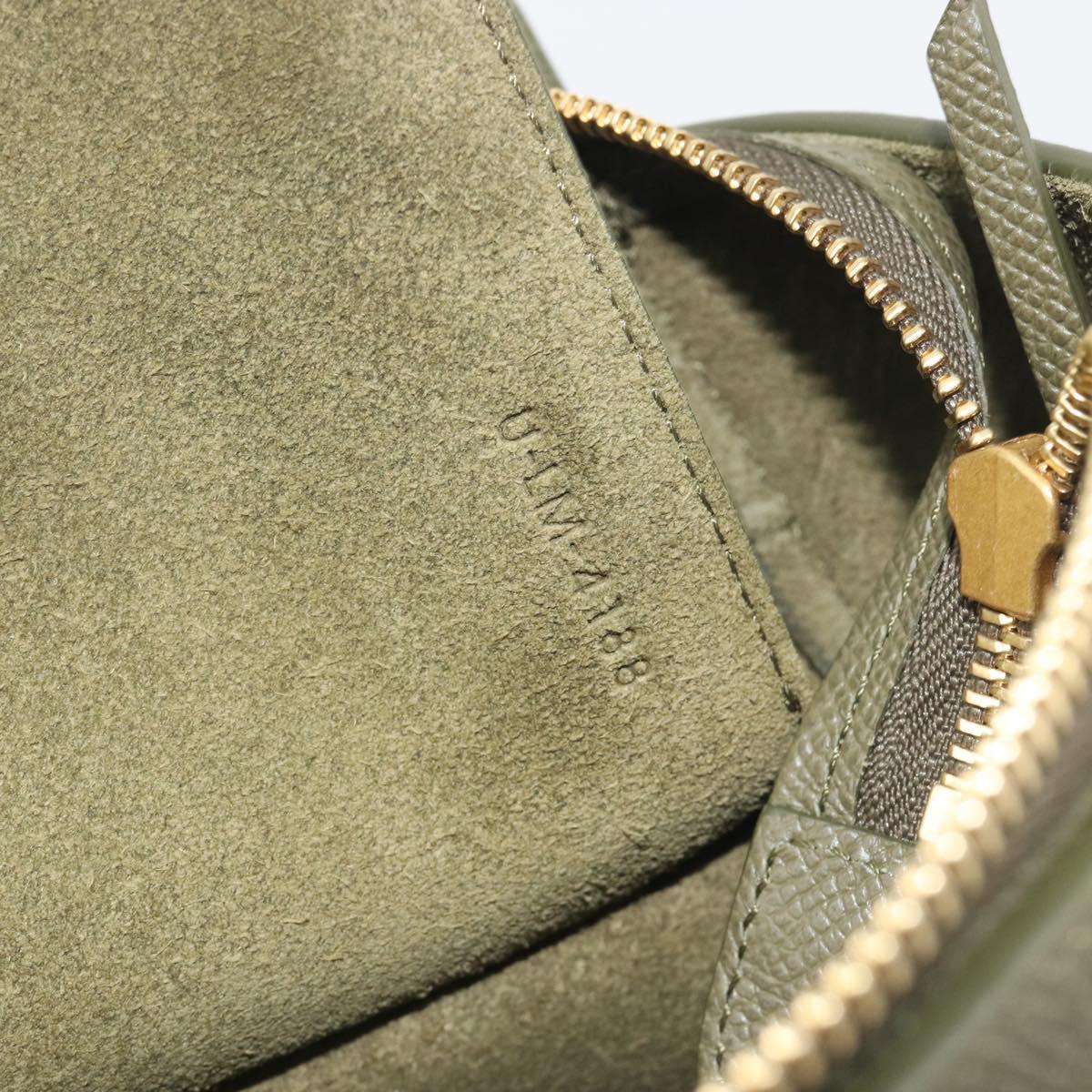 CELINE Belt Bag Leather Khaki Gold Tone Auth BA14799M