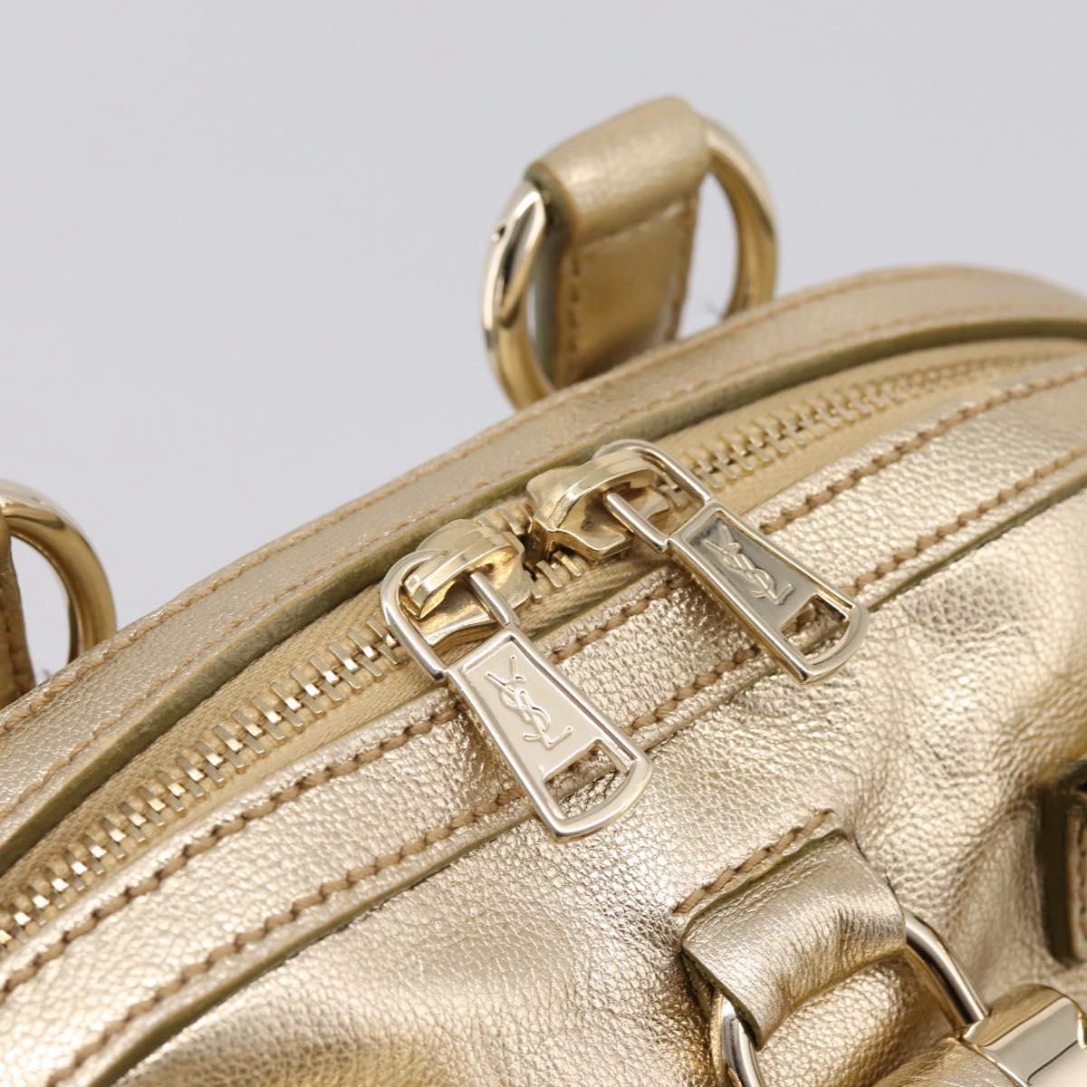 SAINT LAURENT Muse Hand Bag Leather Gold 160950 Auth BA14800V