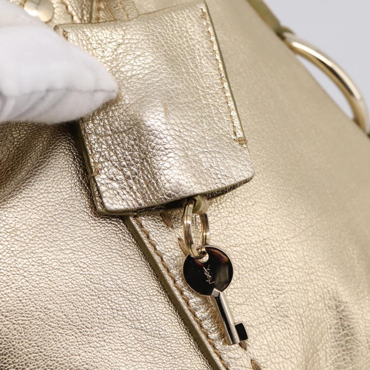 SAINT LAURENT Muse Hand Bag Leather Gold 160950 Auth BA14800V