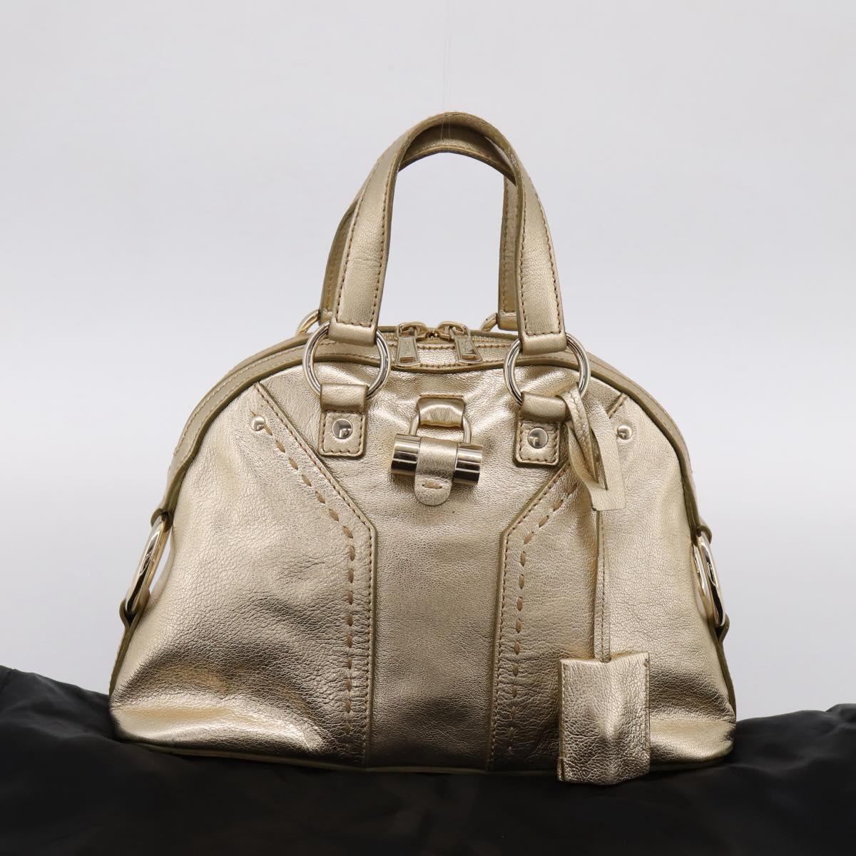 SAINT LAURENT Muse Hand Bag Leather Gold 160950 Auth BA14800V
