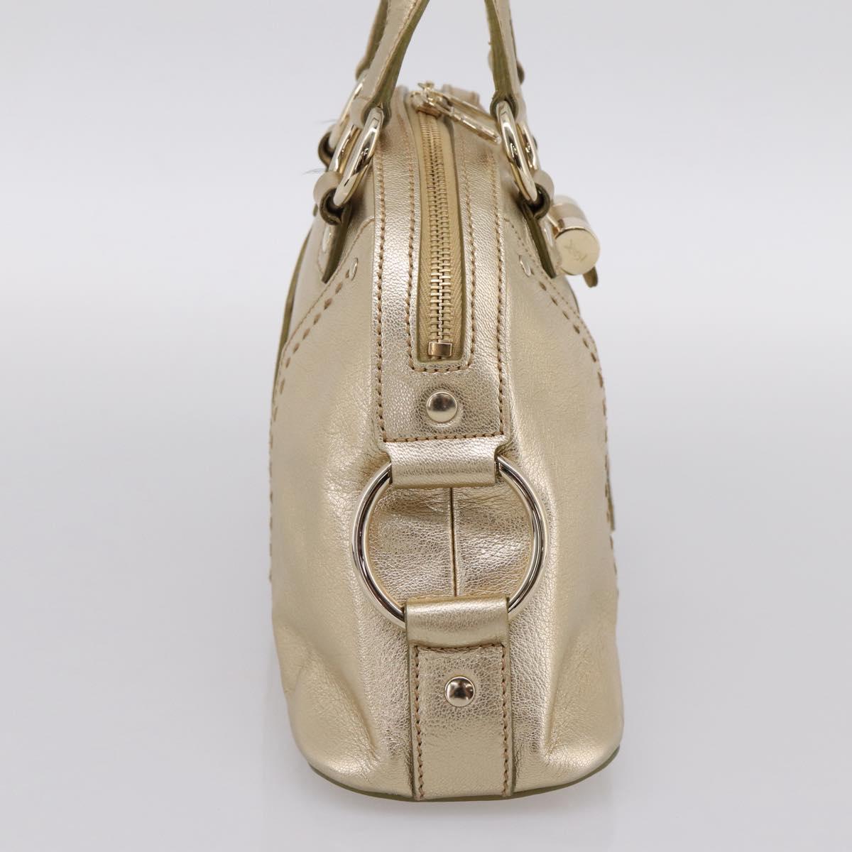 SAINT LAURENT Muse Hand Bag Leather Gold 160950 Auth BA14800V